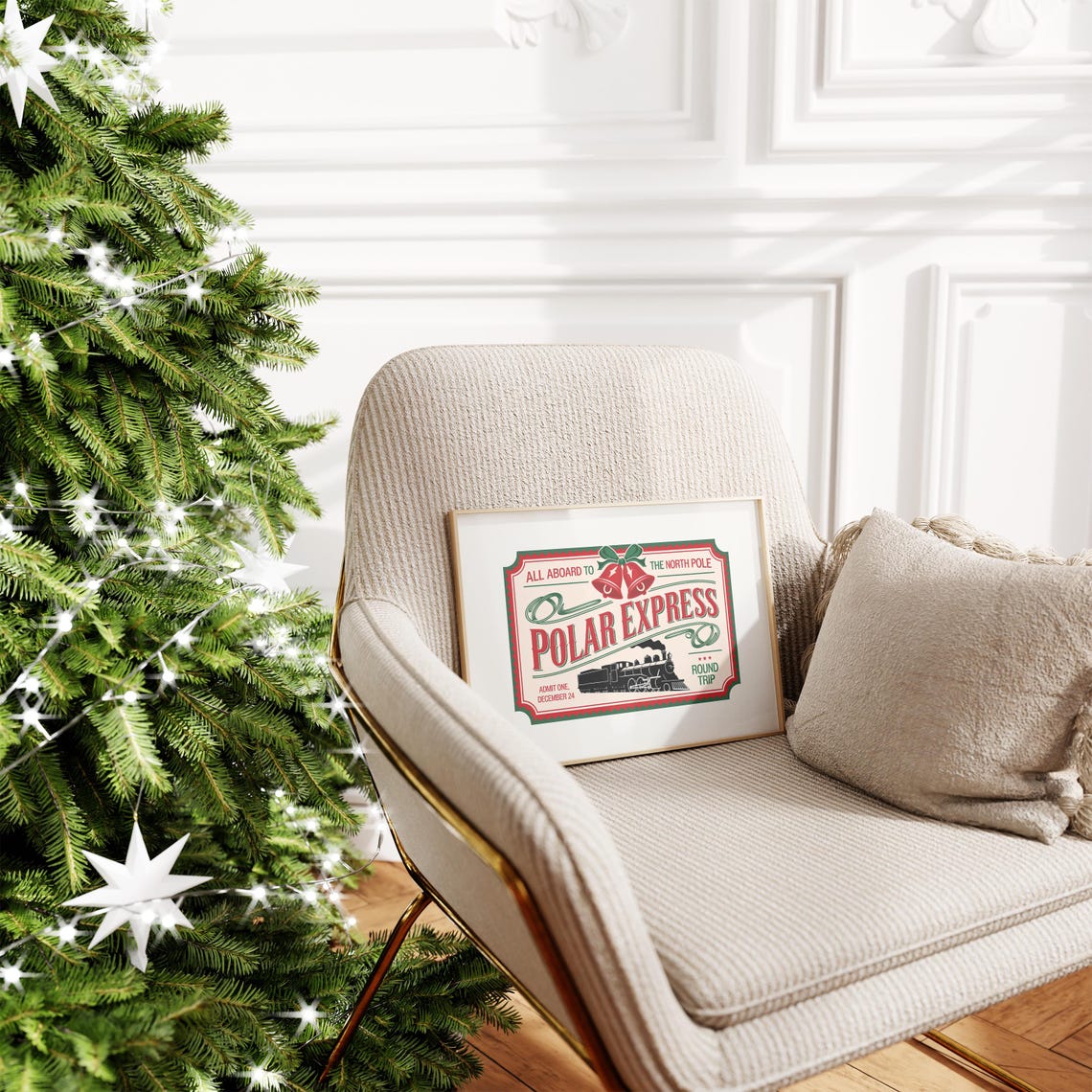 Polar Express Single North Pole Ticket Vintage Christmas Art Poster - Image 5