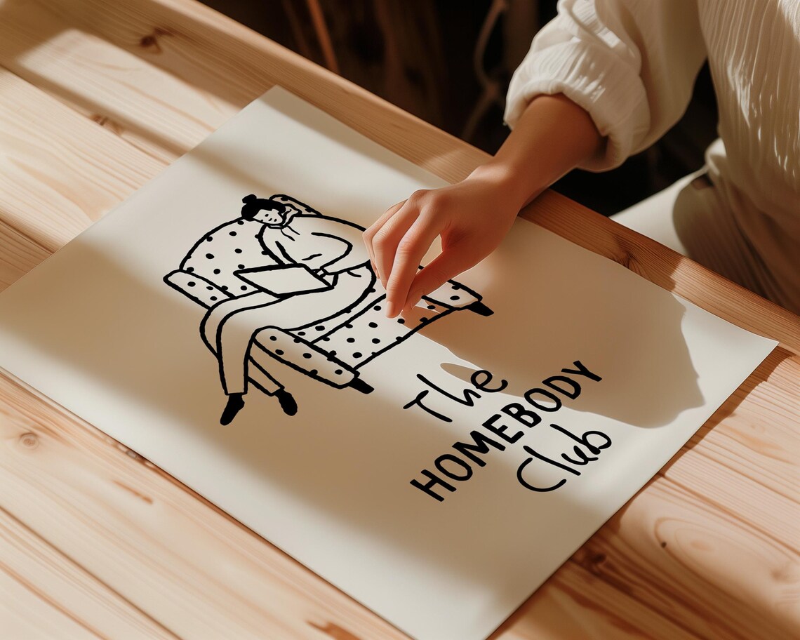The Homebody Club Print Trendy Living Room Decor Cute Quote Art Aesthetic Bedroom Decor College Apartment Prints - Image 2