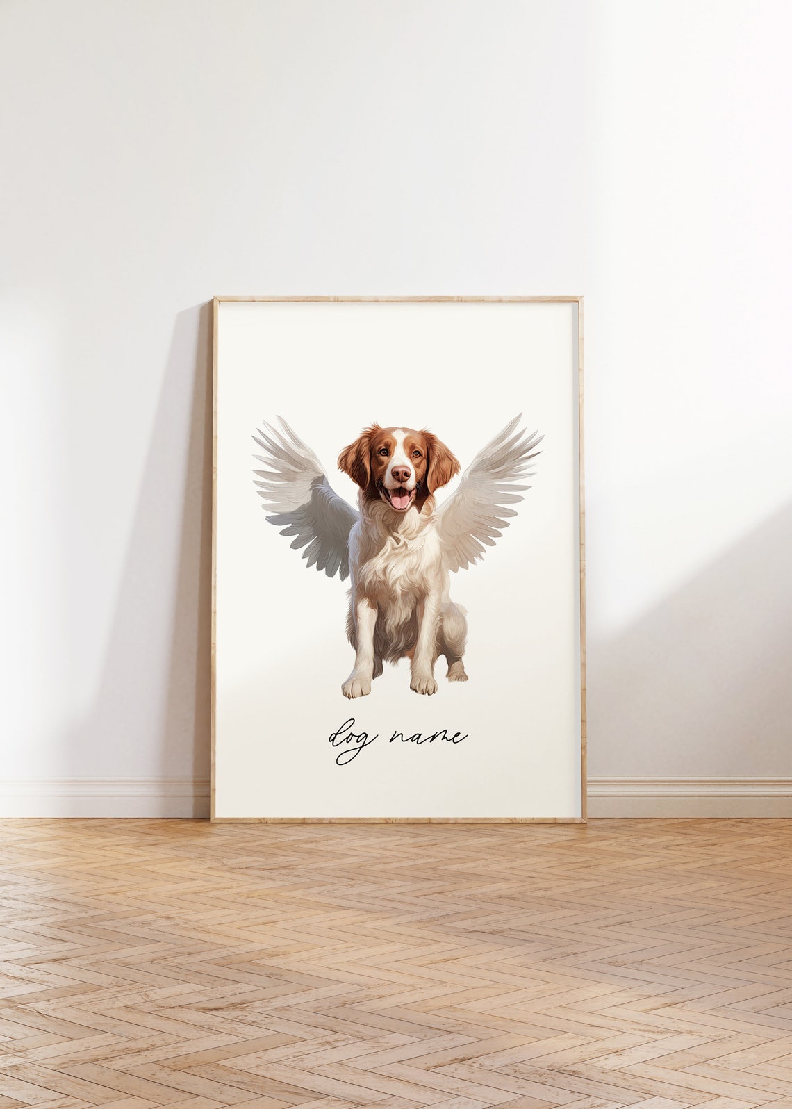 Brittany Dog Memorial Rainbow Bridge Print Pet Loss Memorial Gift Portrait Angel Dog Print Pet Loss Sympathy Gift Custom Dog Painting - Image 3