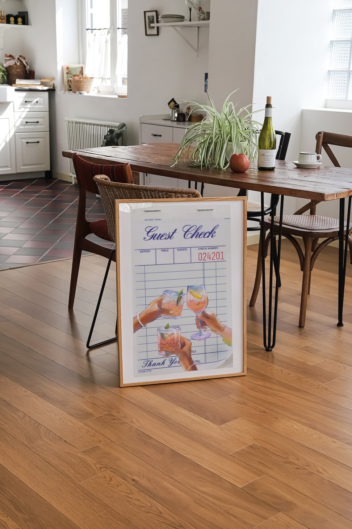 Guest Check Retro Cocktail Cheers Trendy Bar Cart Drink Poster - Image 4
