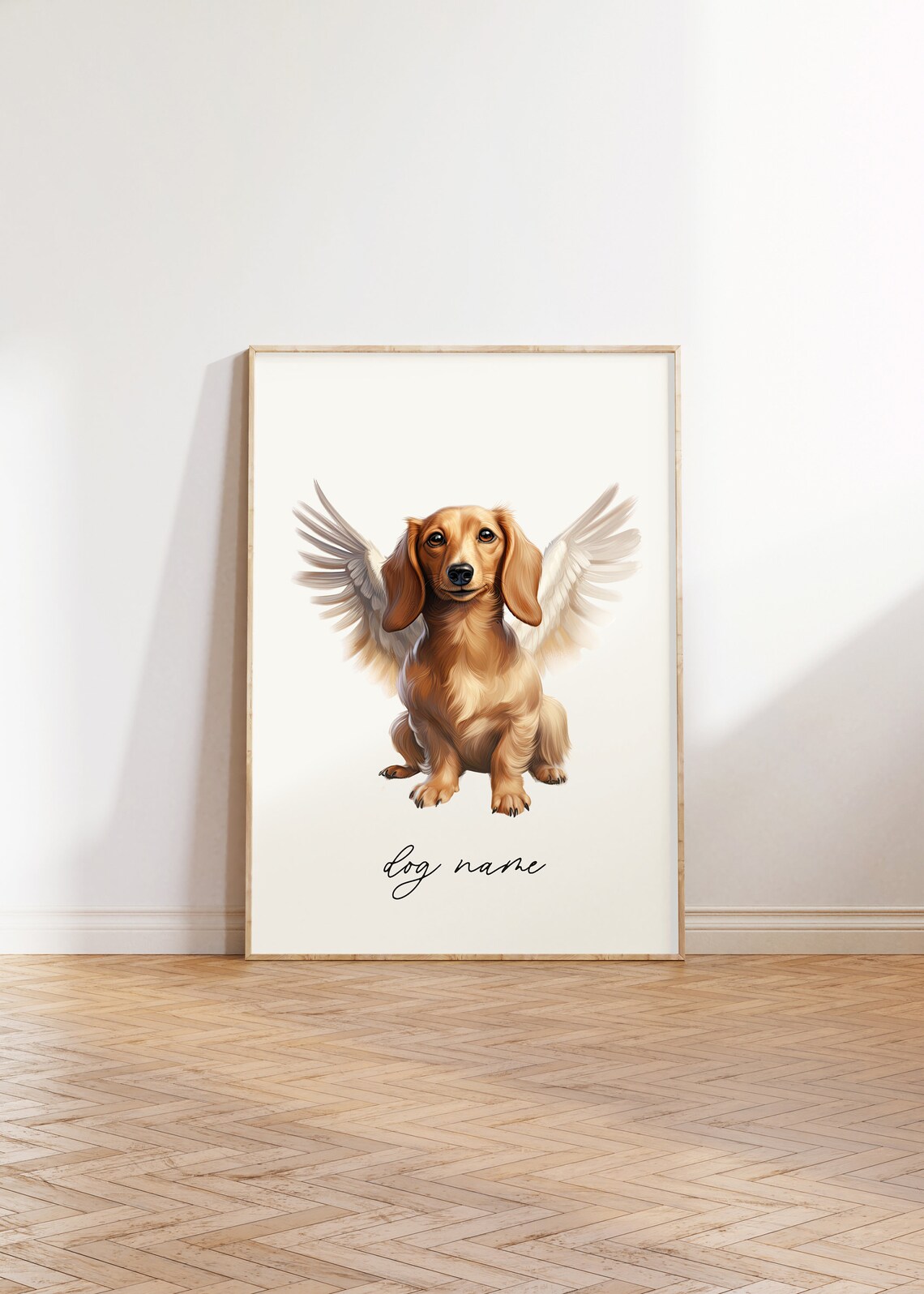 Dachshund Dog Memorial Rainbow Bridge Print Pet Loss Memorial Portrait Angel Dog Print Pet Loss Sympathy Gift Custom Dog Memorial Gift - Image 3