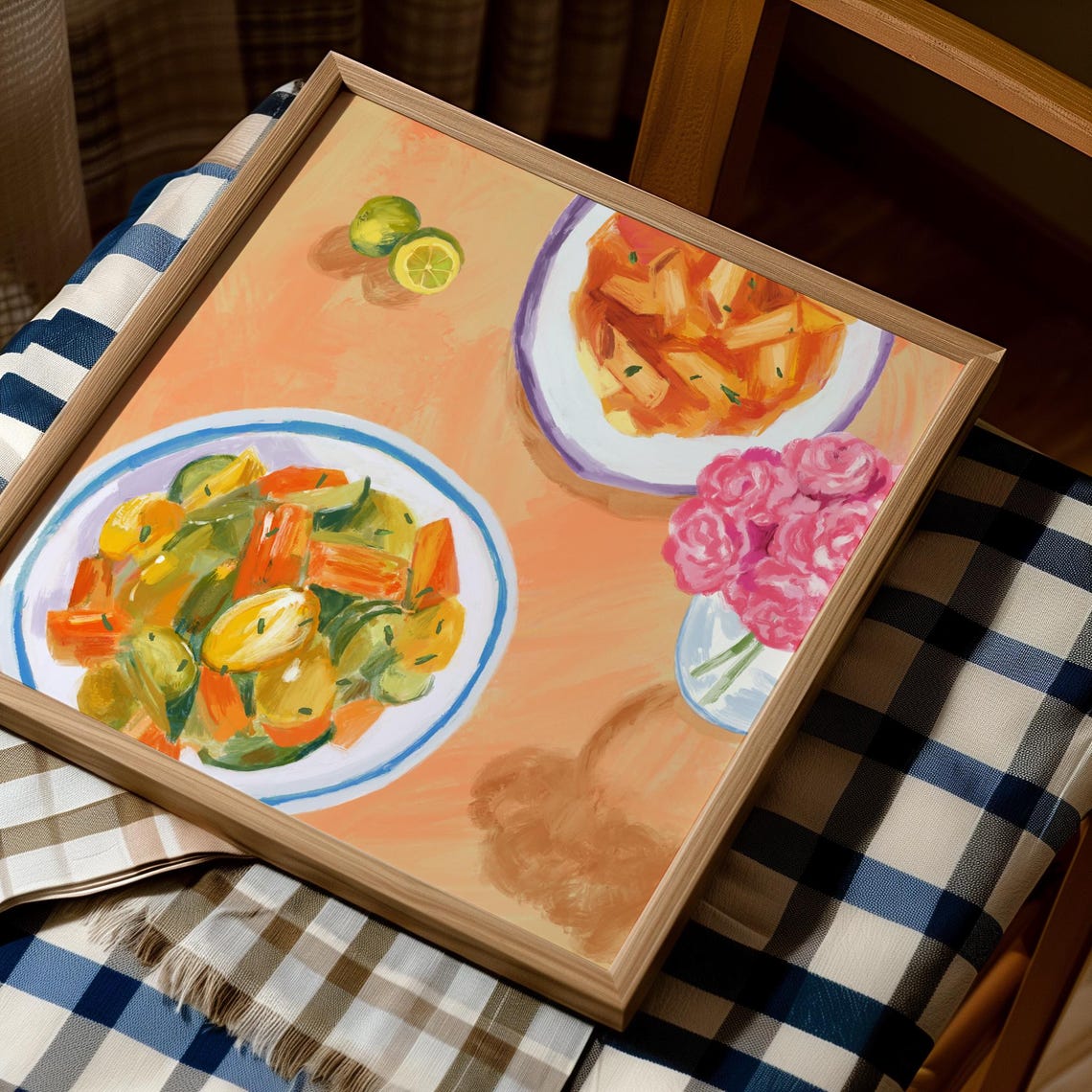 Colorful Maximalist Kitchen Pasta Table Still Life Painting Art Print