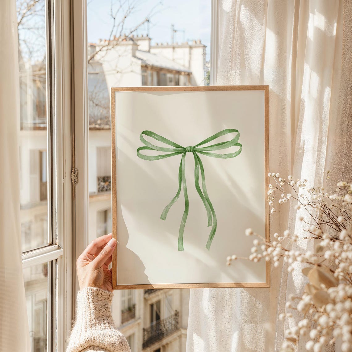 Sage Green Ribbon Watercolor Bow Balletcore Room Decor Poster - Image 5