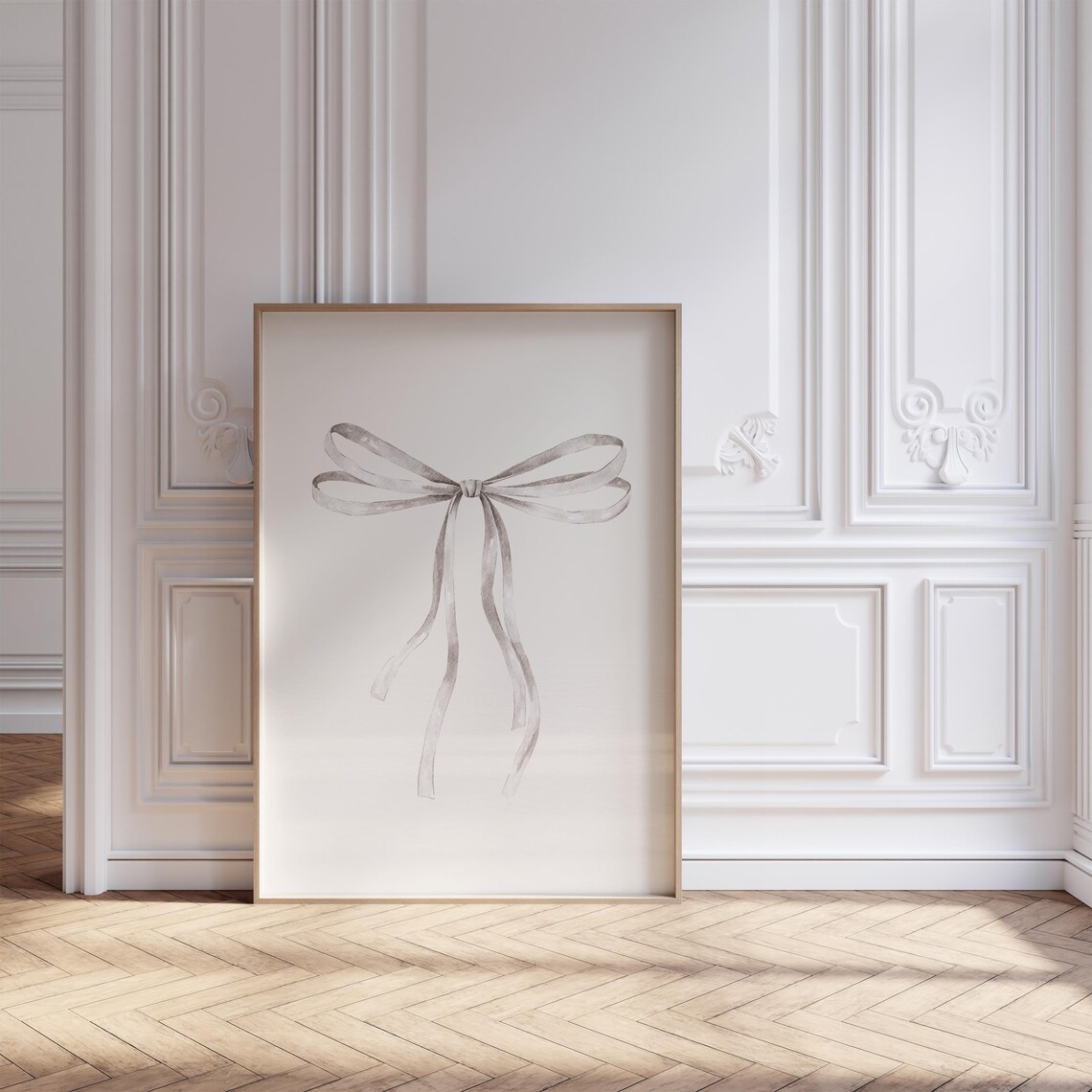White Bow Watercolor Poster, Coquette Balletcore Decor - Image 5