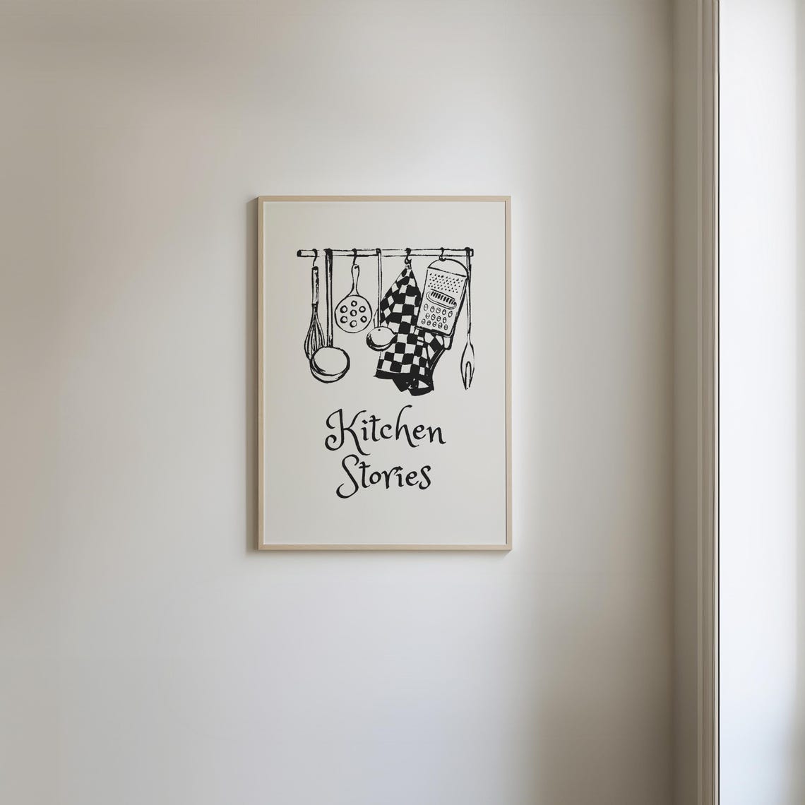 Kitchen Stories Vintage Hanging Utensils Ink Sketch Kitchen Poster - Image 4