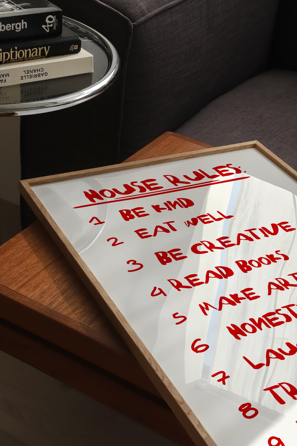 House Rules Be Kind Be Creative Nine Rules Red Typography Poster - Image 4