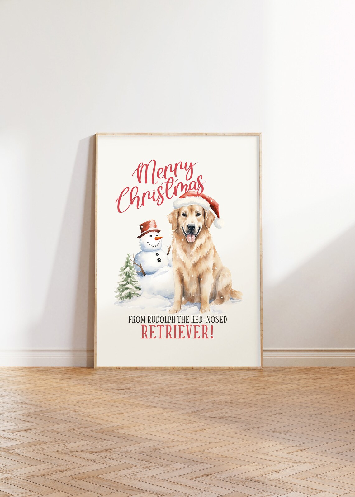 Merry Christmas From Rudolph The Red Nosed Retriever Dog Poster - Image 2