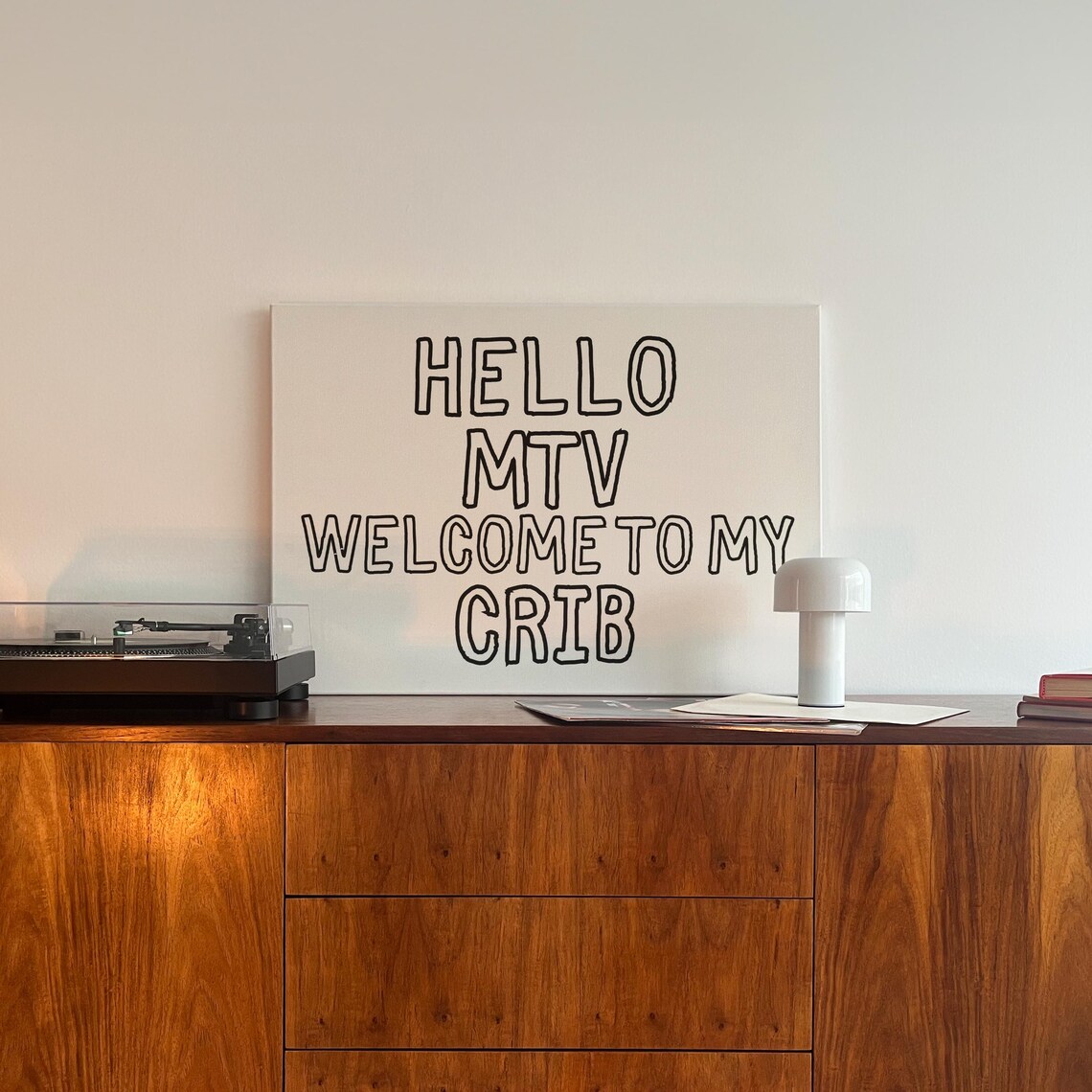 Hello MTV Welcome To My Crib Retro Y2K Outline Quote Wall Art - Image 3