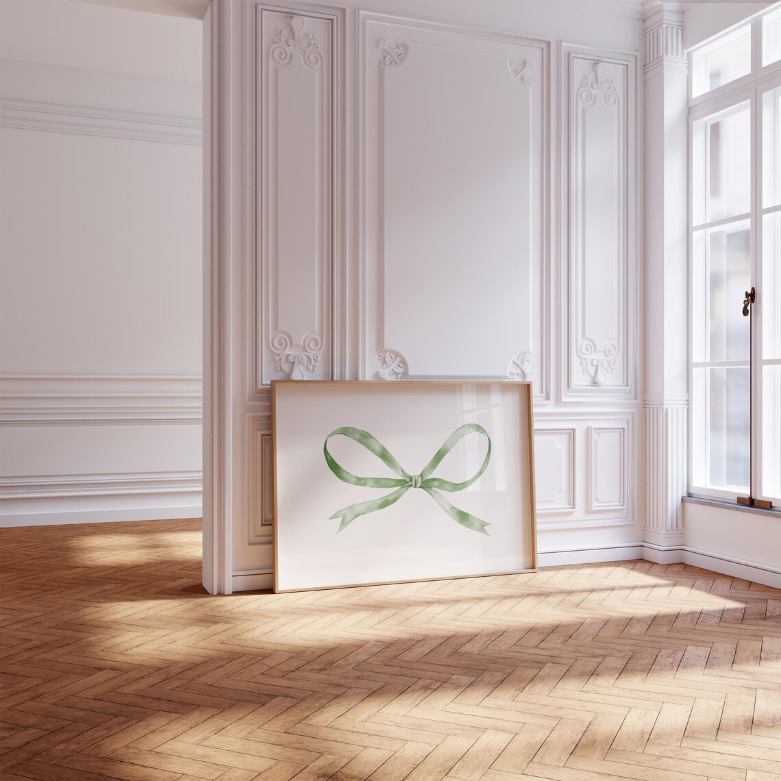 Green Bow Print Coquette Balletcore Wall Art Print - Image 4