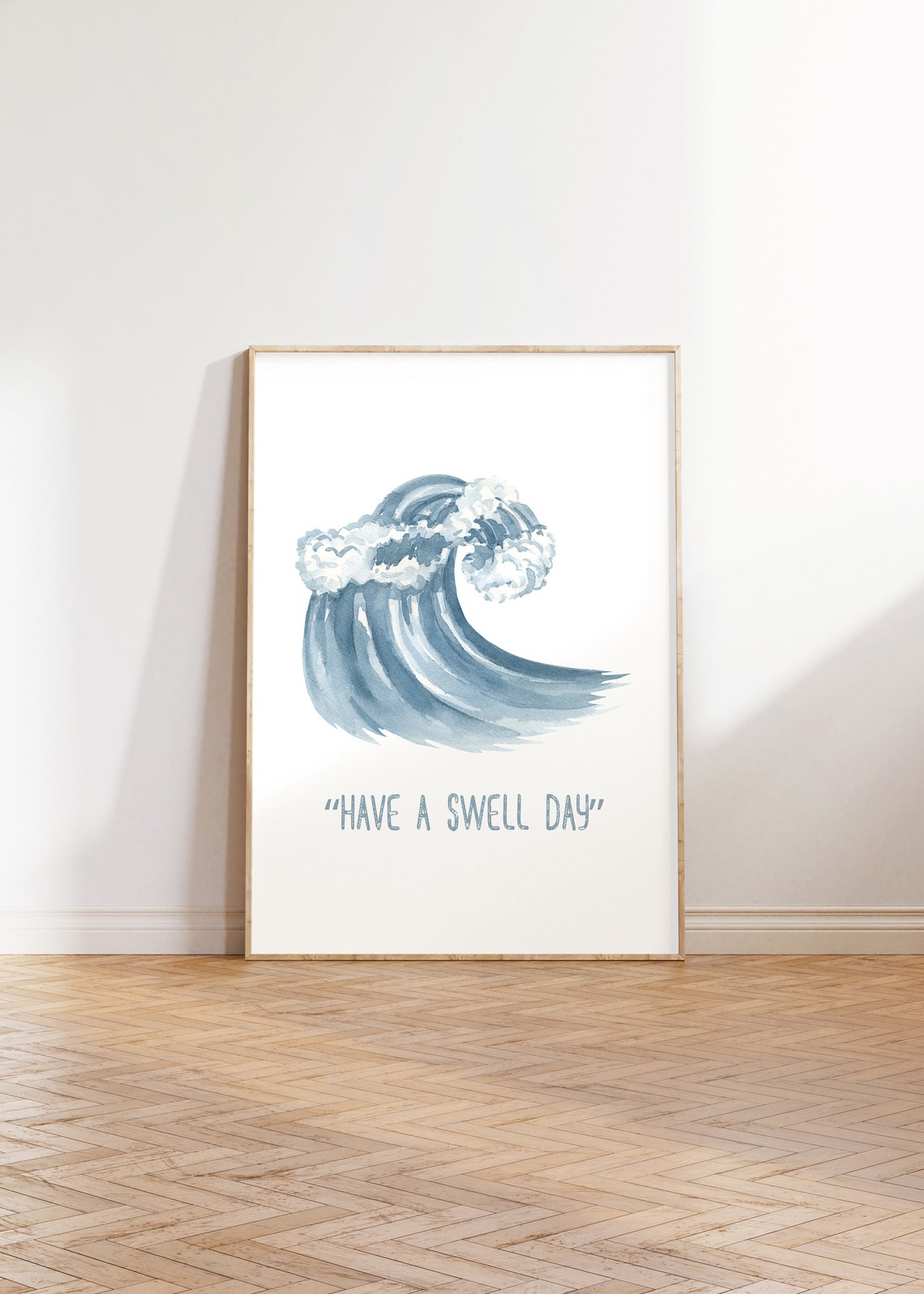 Have A Swell Day Soft Blue Watercolor Ocean Wave Surf Quote Print - Image 2