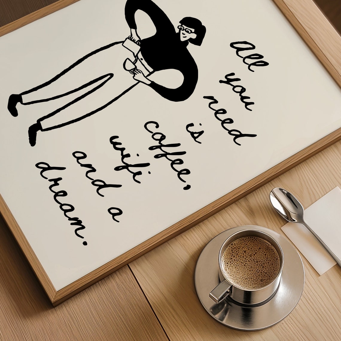 All You Need Is Coffee Wifi and a Dream Barista Quote Poster - Image 4