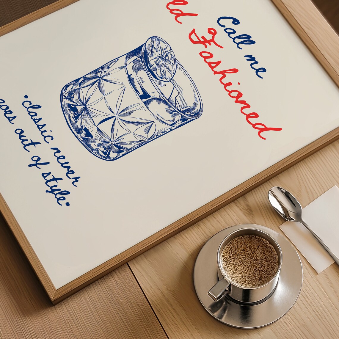 Call Me Old Fashioned Cocktail Illustration Classic Bar Cart Poster - Image 4
