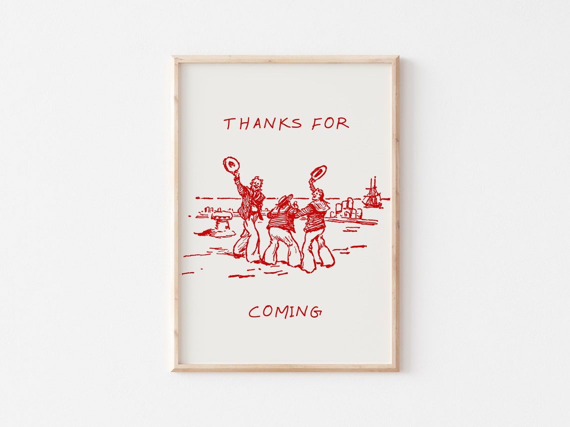 Thanks for Coming Red Vintage Sailors Dock Farewell Wall Poster - Image 5