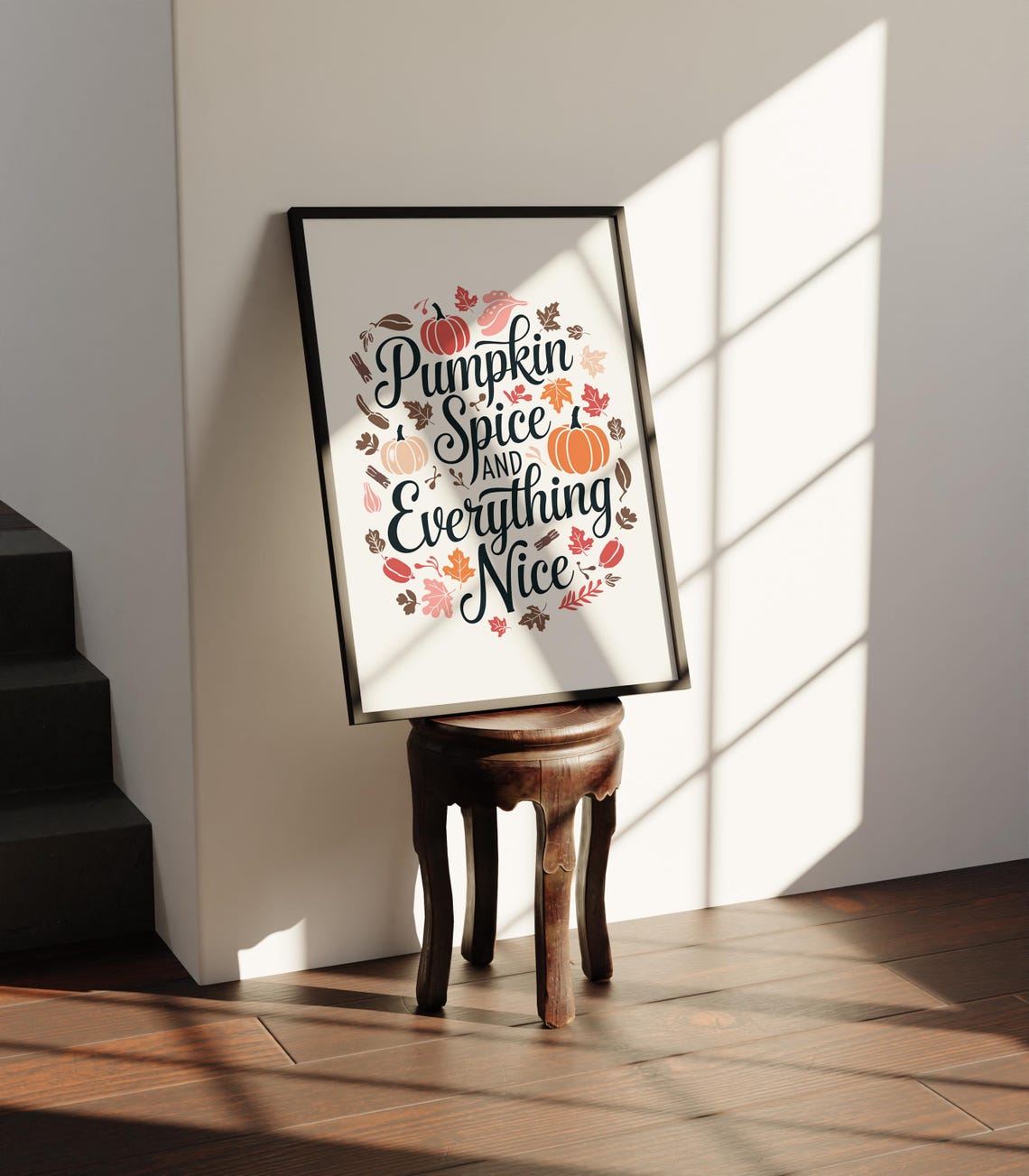 Pumpkin Spice and Everything Nice Autumn Leaves Wreath Quote Poster - Image 4