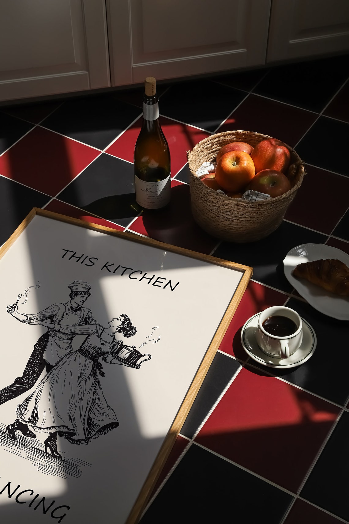 This Kitchen Is For Dancing Vintage Chef Couple Illustration Poster - Image 4