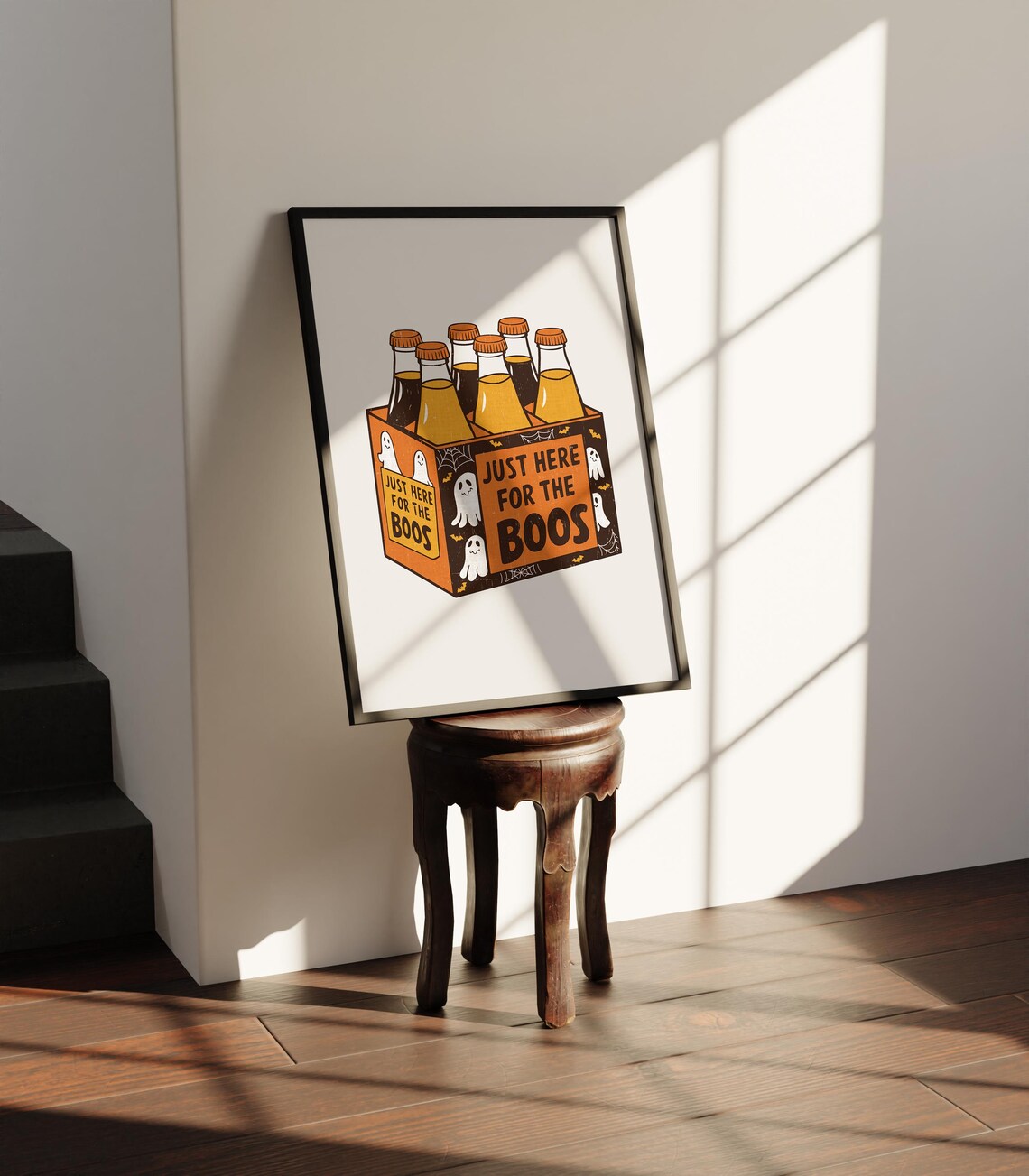 Just Here For The Boos Ghost Beer Six Pack Funny Halloween Poster - Image 3