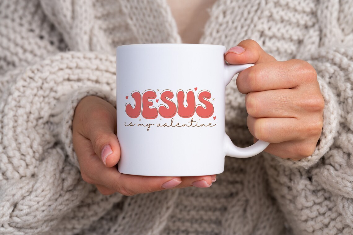 Jesus Is My Valentine Retro Red Bubble Letter Faith Love Poster - Image 2