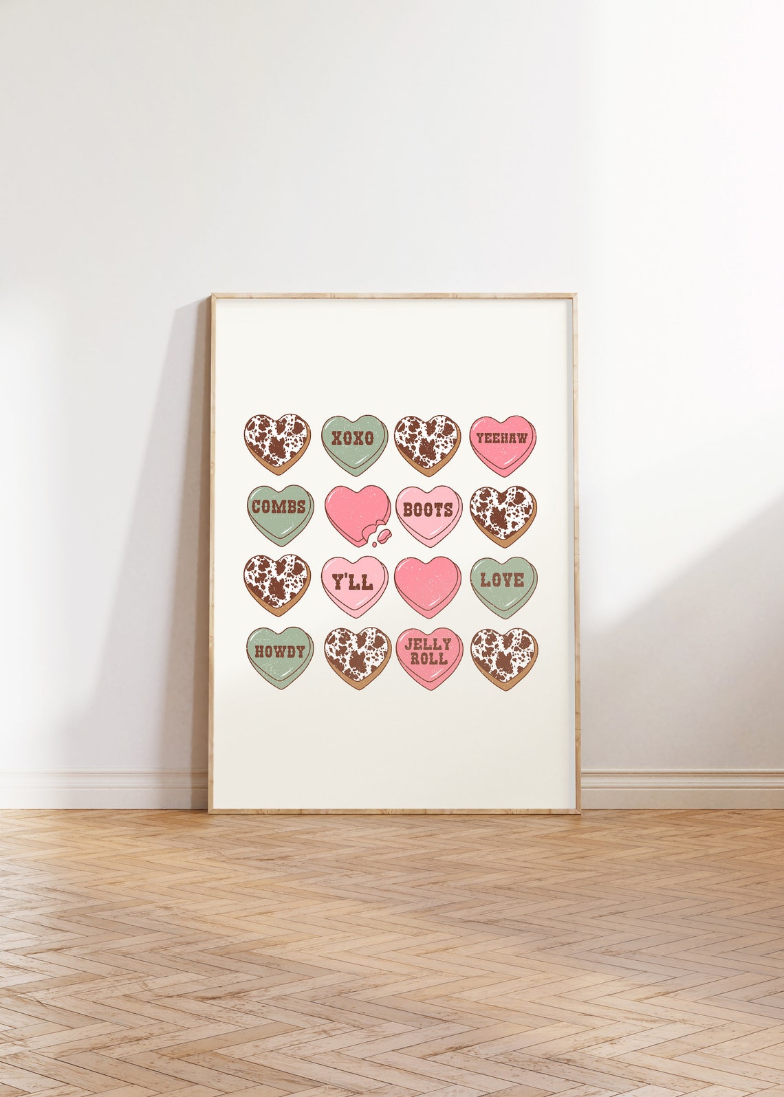 Western Cowhide Candy Hearts Howdy Western Valentine Collage Poster - Image 4