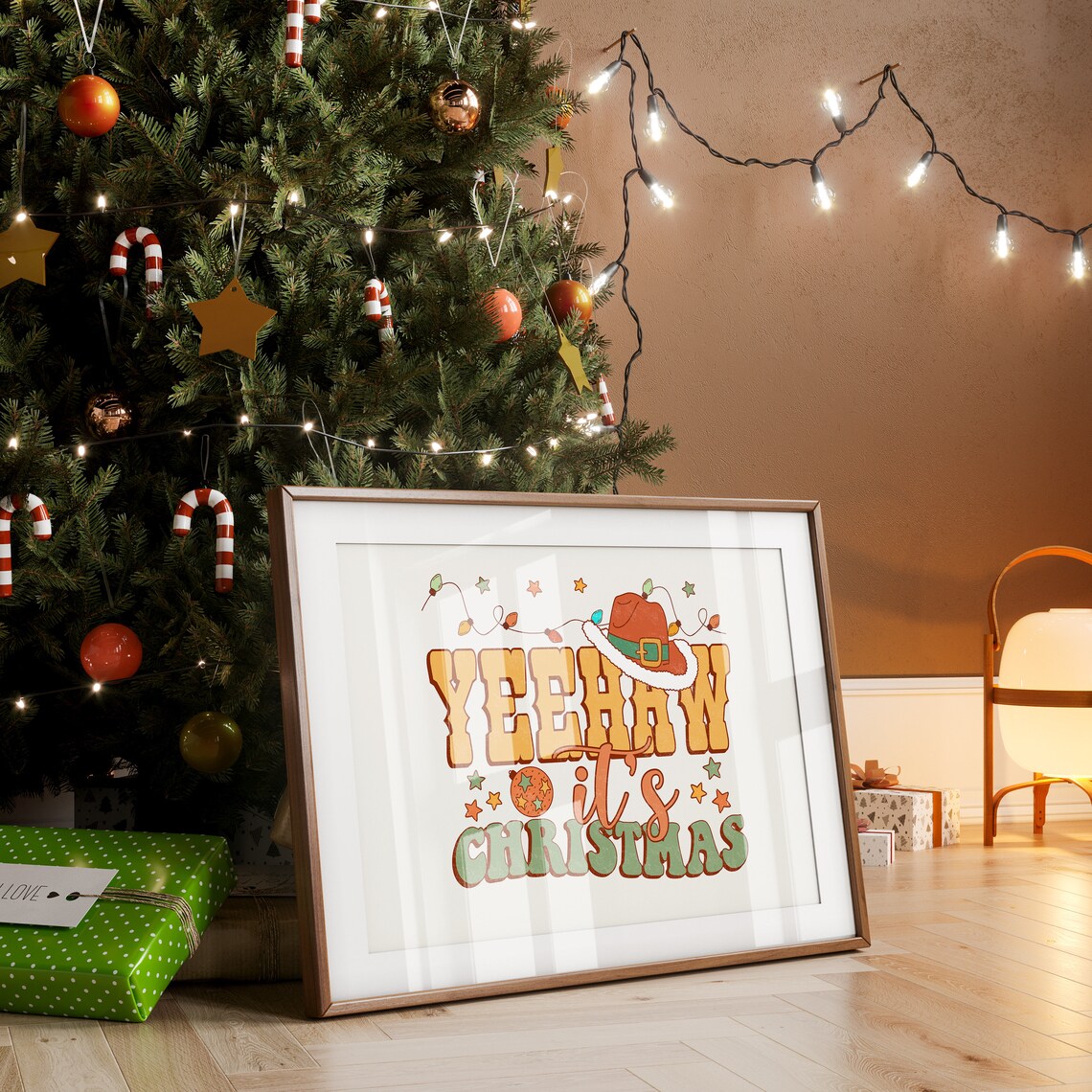 Yeehaw Christmas Print Cowboy Christmas Country Christmas Howdy Christmas Merry Christmas Retro Christmas Print Western Christmas Art - Image 3