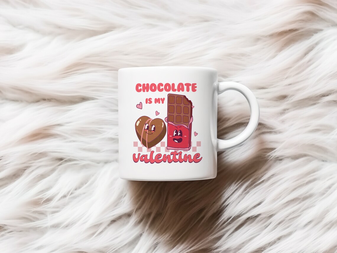 Chocolate Is My Valentine Cute Choc Heart and Bar Characters Poster - Image 2