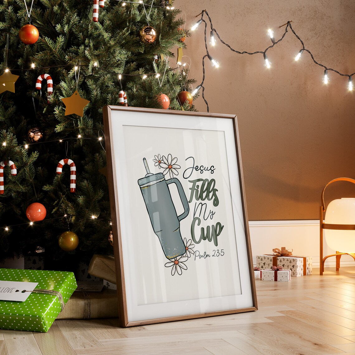 Jesus Fills My Cup Psalm 23:5 Faith Tumbler Christian Art Poster - Image 2