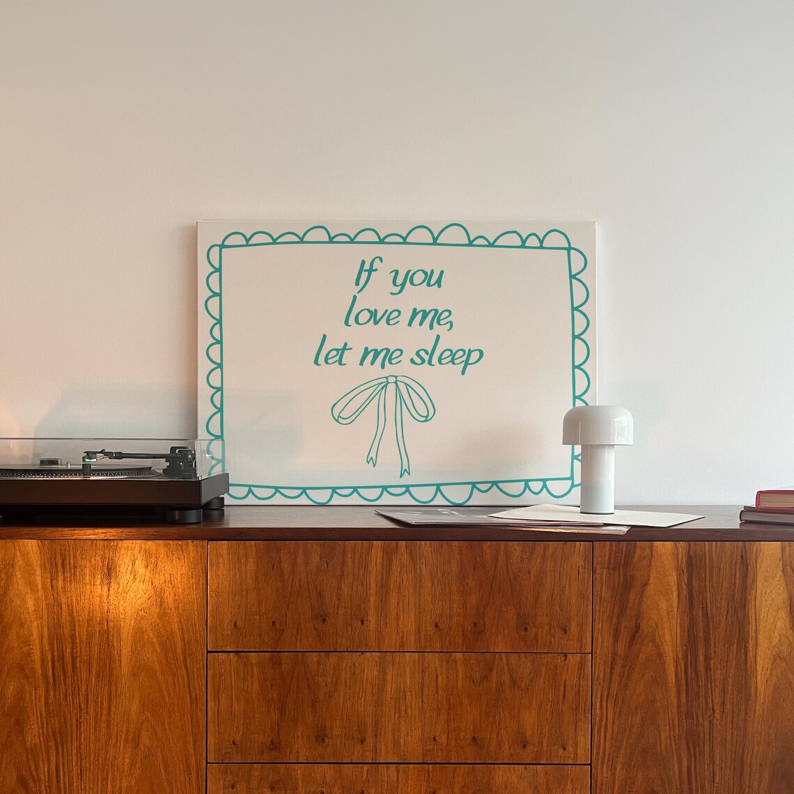 If You Love Me Let Me Sleep Teal Scalloped Bedroom Quote Wall Art - Image 2