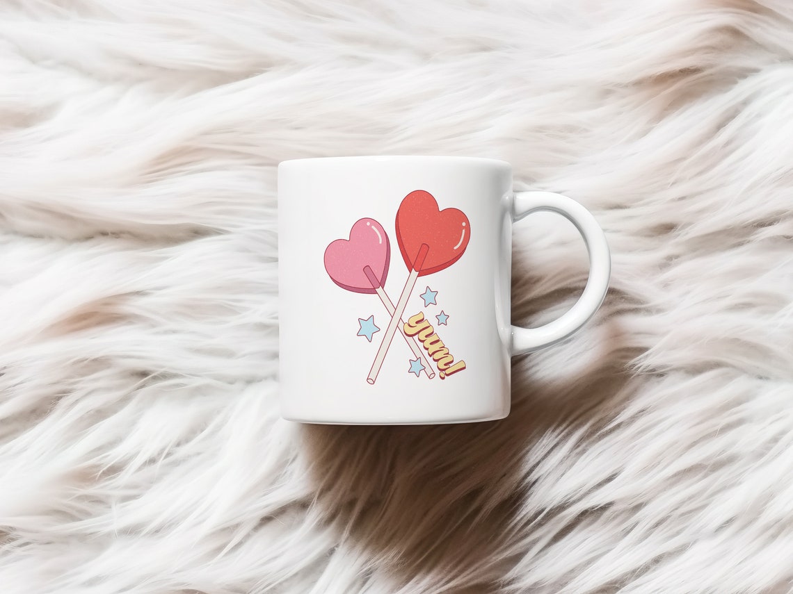 Yum Heart Shaped Lollipops Cute Pink Candy Sweet Valentine Poster - Image 2