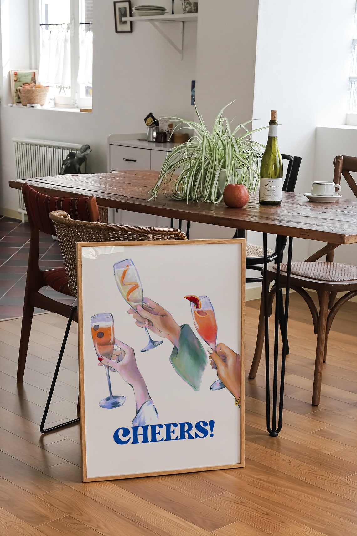 Cheers Blue Typography Champagne Toast Celebration Wall Poster - Image 3