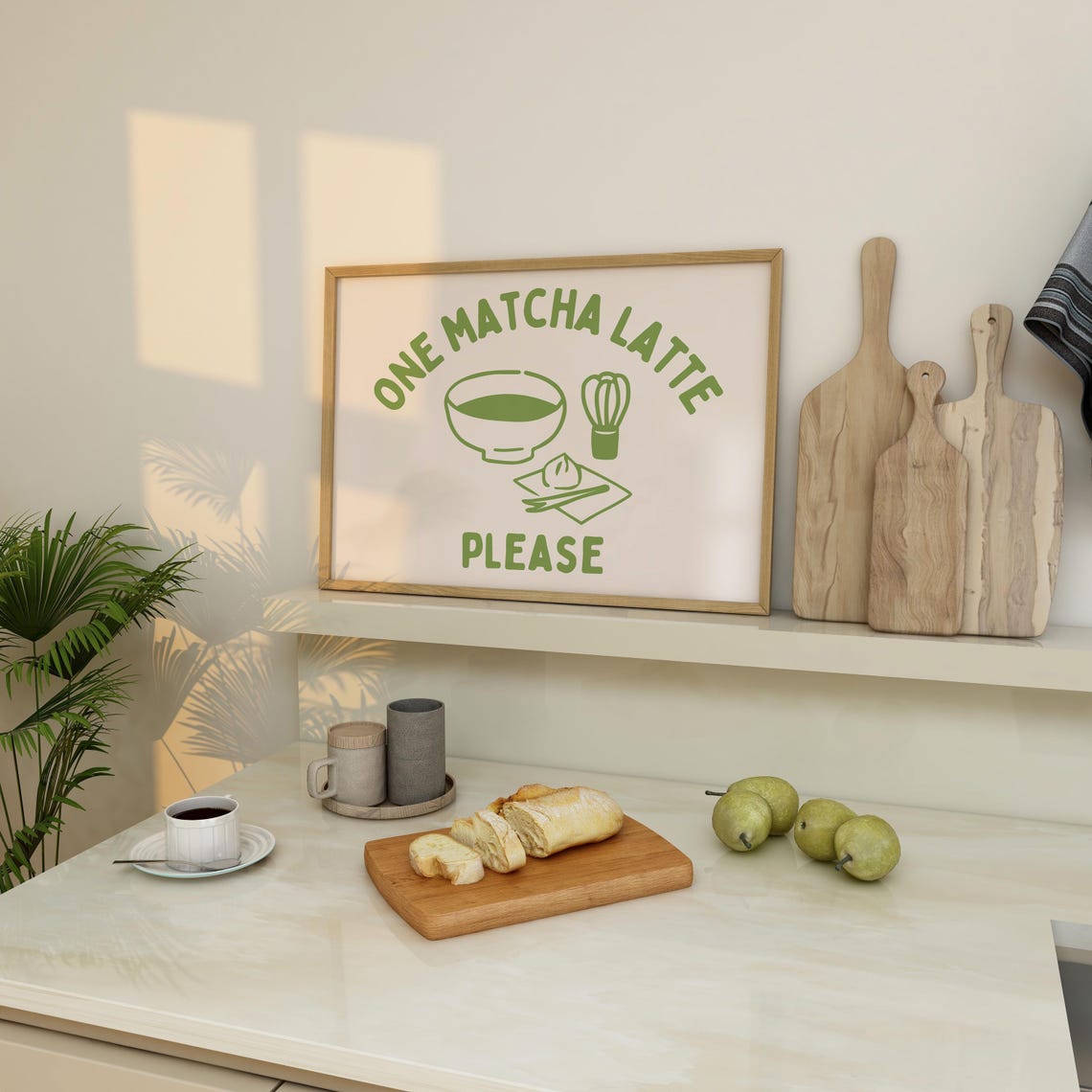 One Matcha Latte Please Cute Green Kitchen Cafe Quote Poster - Image 2