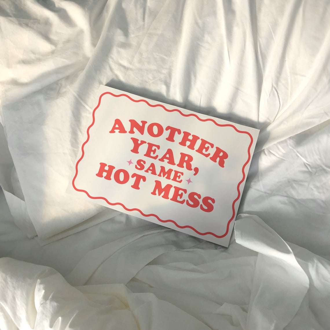 Another Year Same Hot Mess Red Retro New Year Funny Quote Poster - Image 3