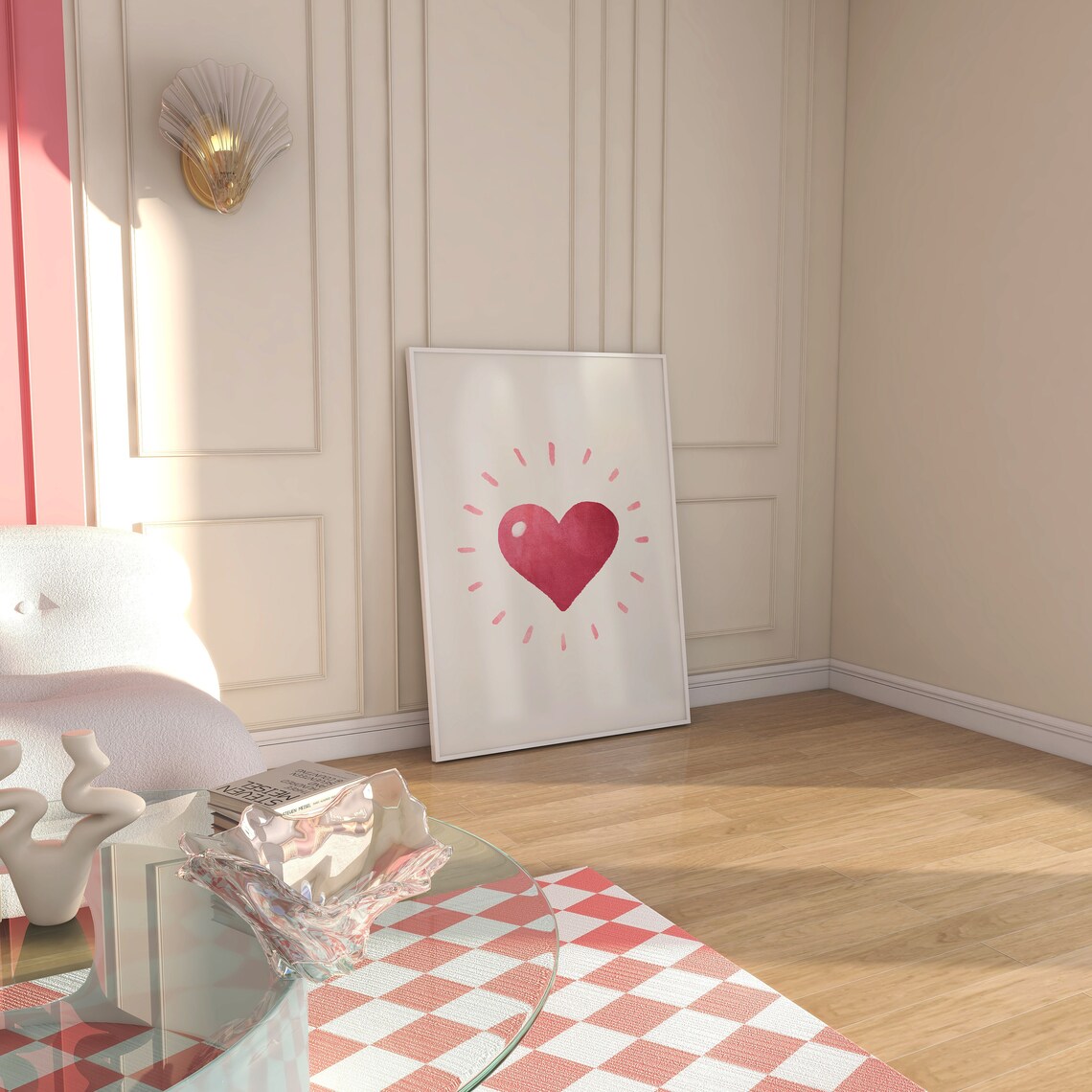 Pink Watercolor Radiant Heart Minimalist Valentines Day Love Poster - Image 2