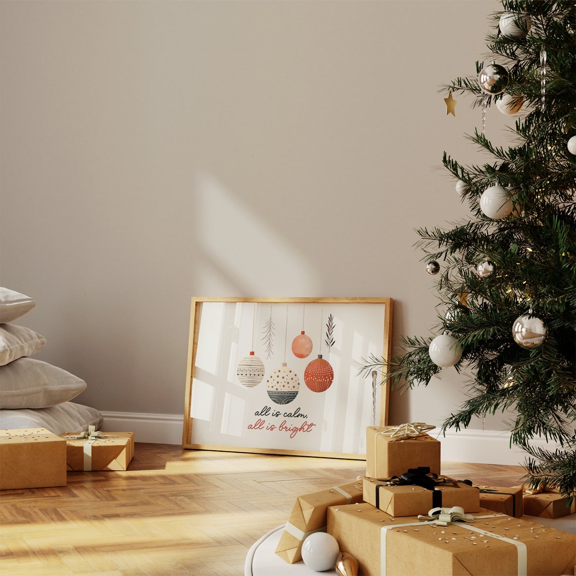 All Is Calm All Is Bright Hanging Ornaments Christmas Wall Art - Image 4