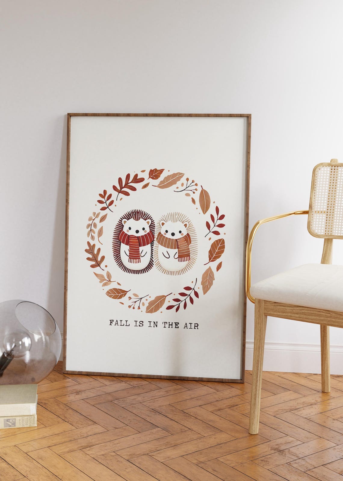Fall Is in the Air Cute Hedgehogs Autumn Leaves Wreath Poster - Image 5