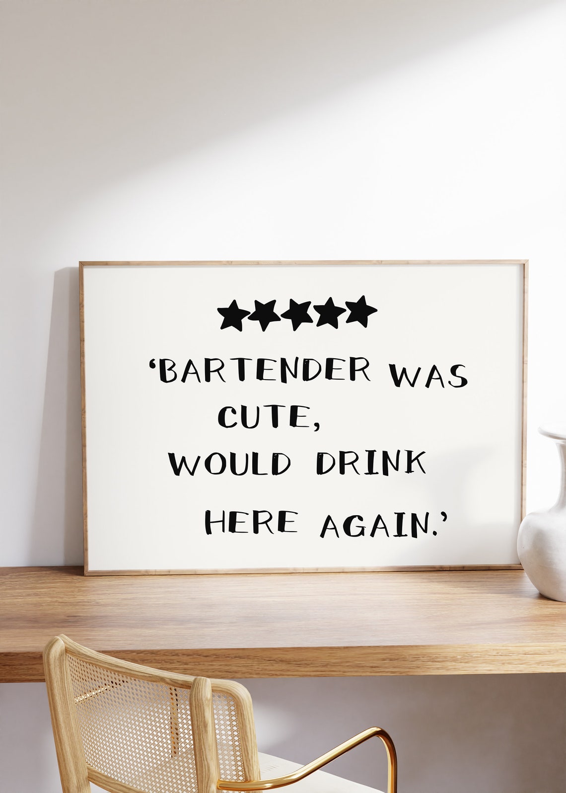 Bartender Was Cute Would Drink Here Again Black Review Poster - Image 5