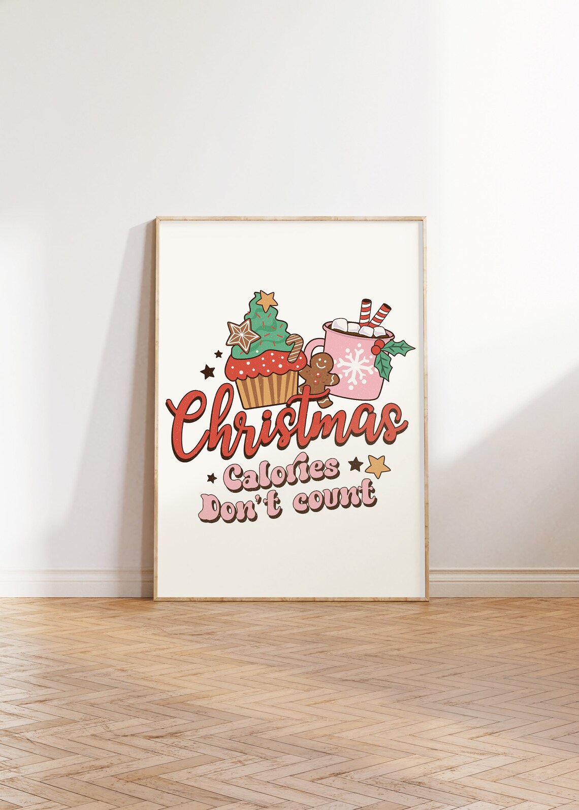 Christmas Calories Don't Count Sweet Cupcake and Cocoa Mug Poster - Image 3