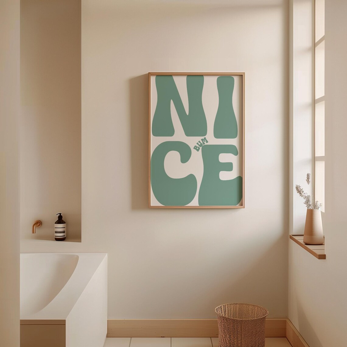 Nice Bum Typography Print, Funny Bathroom Art - Image 3