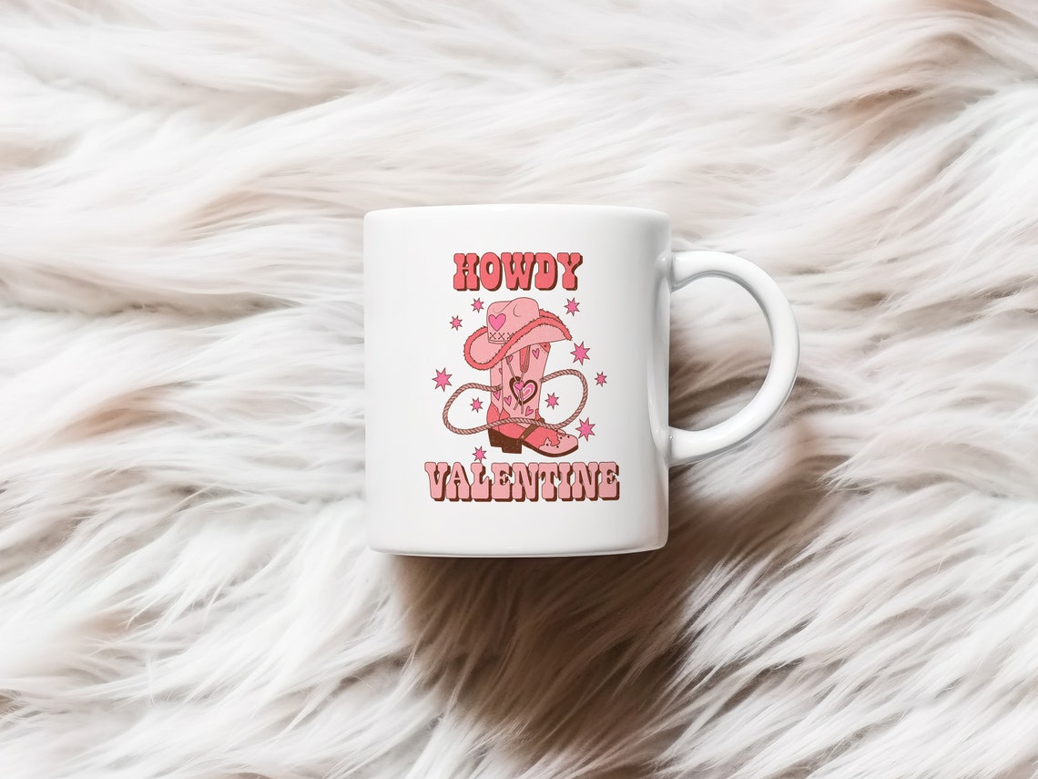 Howdy Valentine Pink Cowboy Boot Western Retro Art Poster Design - Image 2