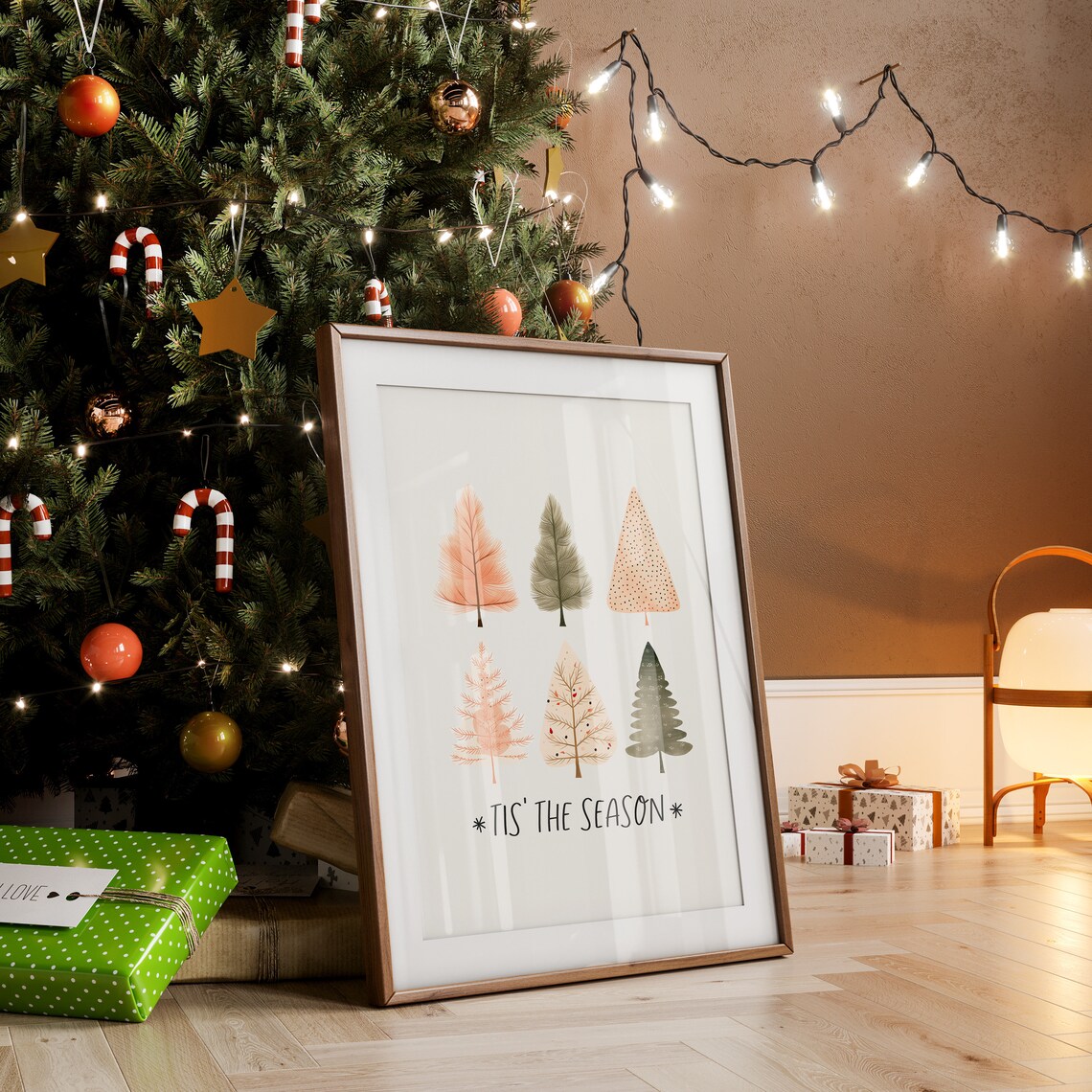Tis The Season Six Nordic Style Christmas Trees Minimalist Poster - Image 2