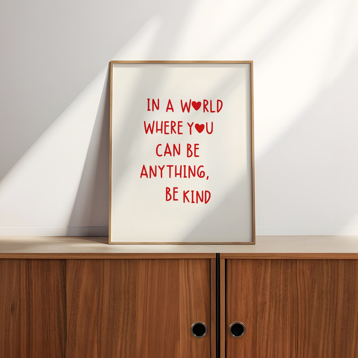 In A World Where You Can Be Anything Be Kind Quote Print Heart Quote Poster Aesthetic Living Room Print Red Heart Print Feminine Prints - Image 2