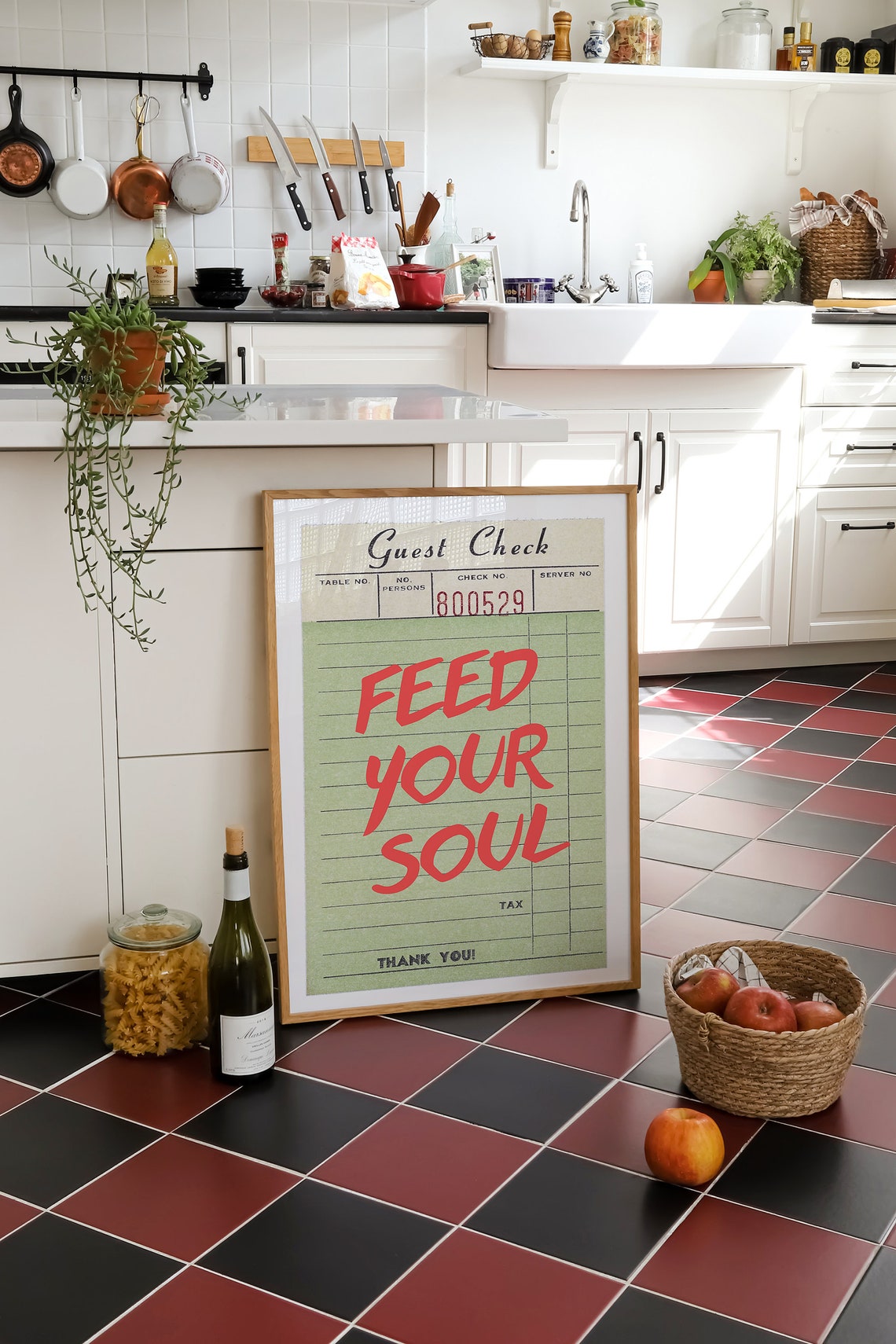 Feed Your Soul Red Lettering Retro Guest Check Kitchen Poster - Image 2