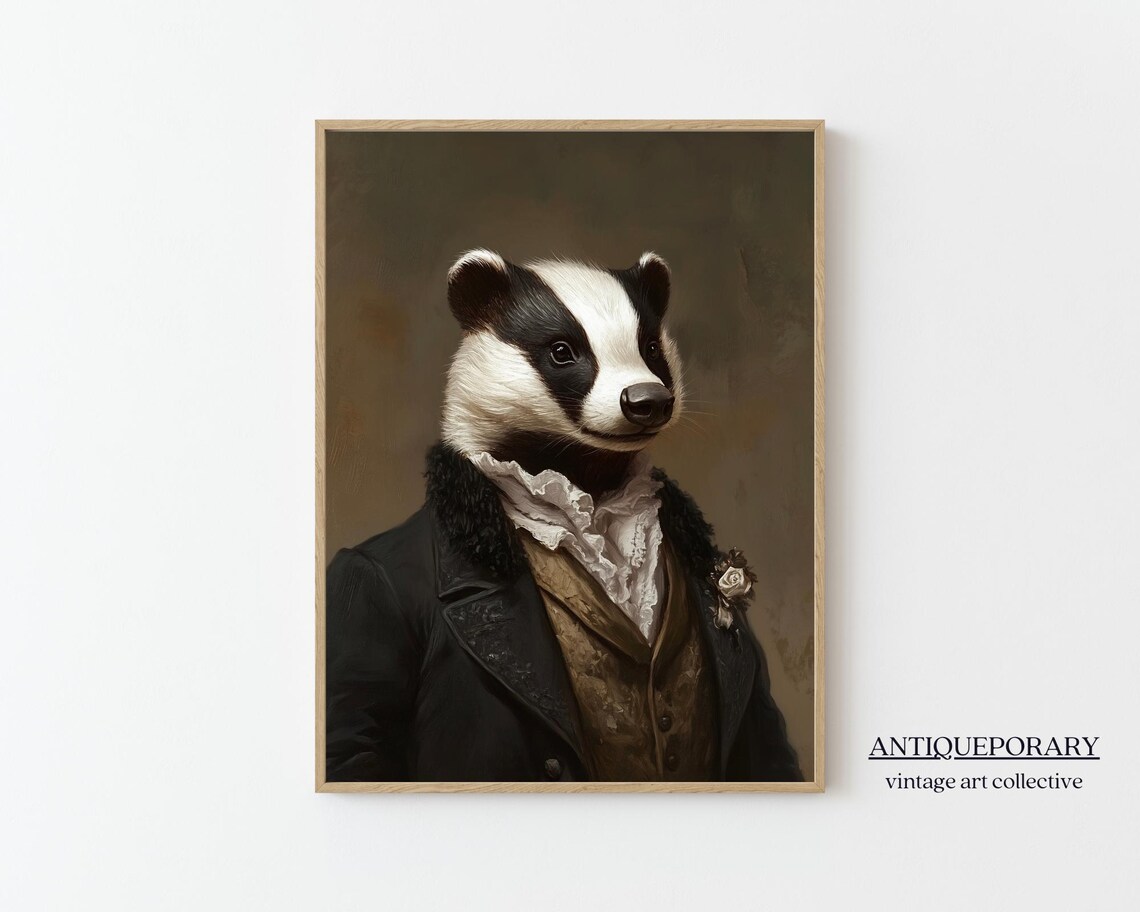Royal Badger Gentleman Portrait Gold Waistcoat Vintage Poster