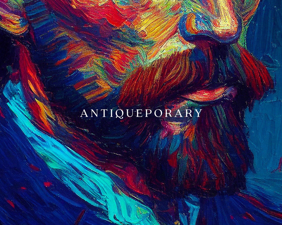 Man Portrait Painting Portrait Oil Paint Moody Portrait Print Dark Oil Painting Decor Hint Prints Dark Academia Decor Fathers Day Gift - Image 2