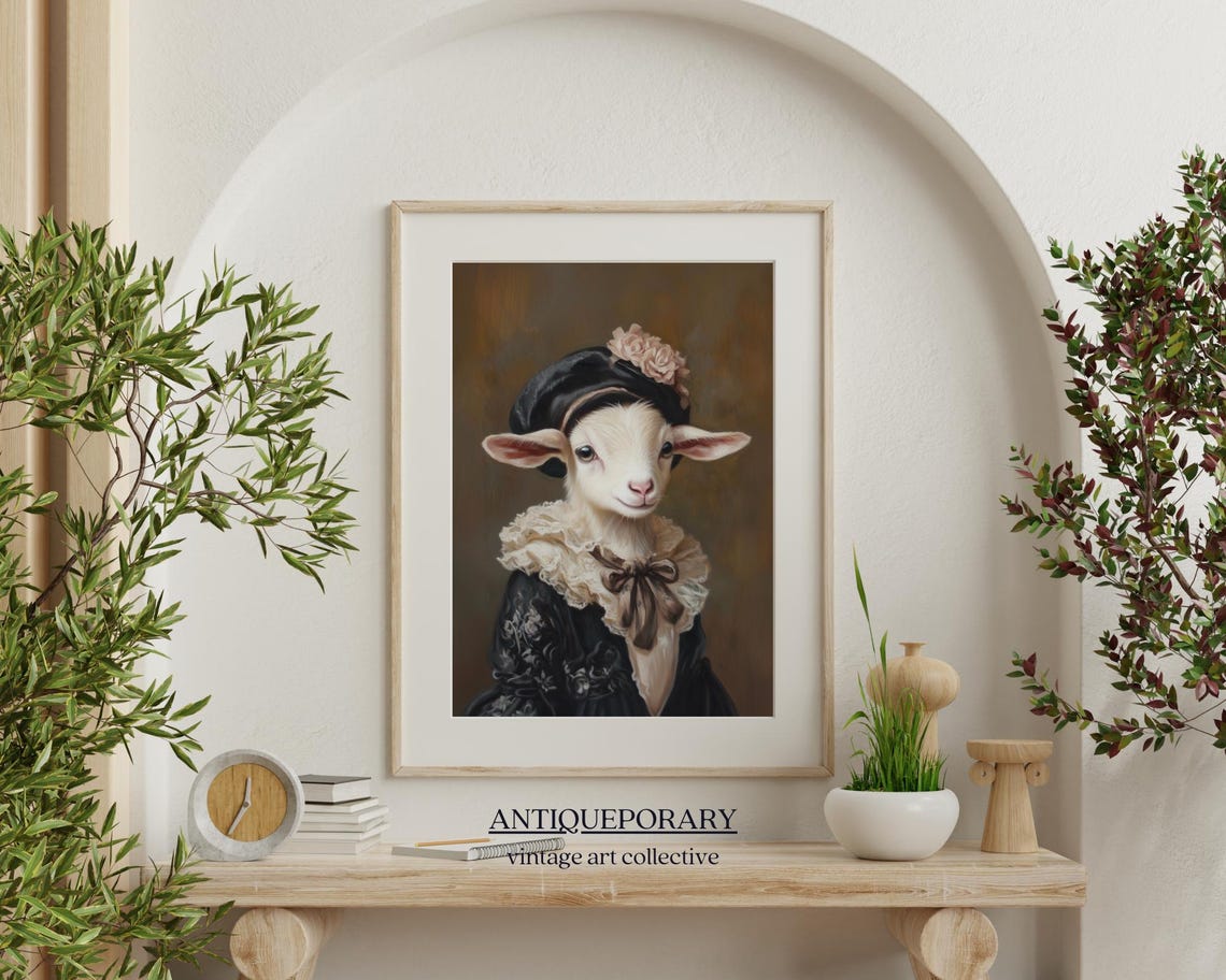 Victorian Animal Portrait Royal Goat Vintage Print Dressed Animal Print Cute Farm Animal Renaissance Animal Art Animal Lover Gift - Image 3