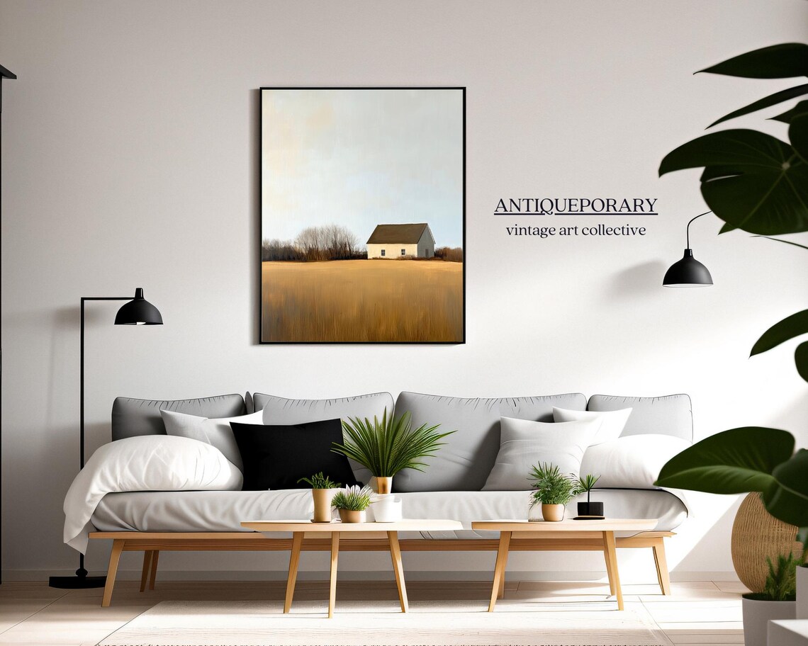 Minimalist Farmhouse Golden Wheat Field Big Sky Landscape Poster - Image 5