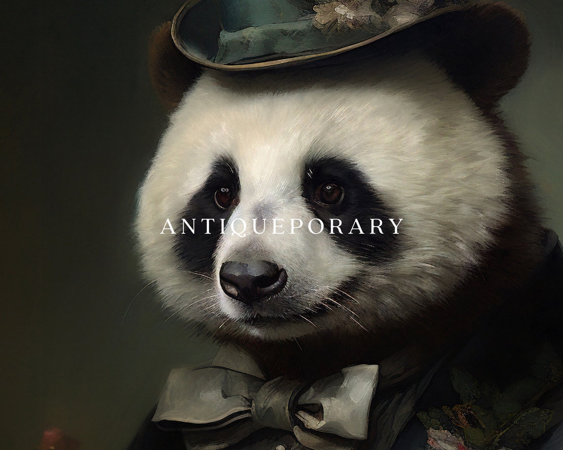 Gentleman Panda in Top Hat and Tailored Suit Animal Portrait Print - Image 2