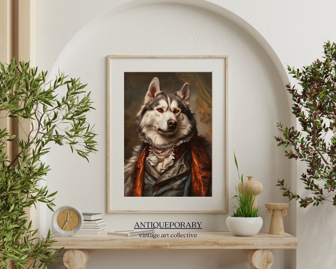 Regal Siberian Husky in Gold and Rust Coat Royal Portrait Poster - Image 4