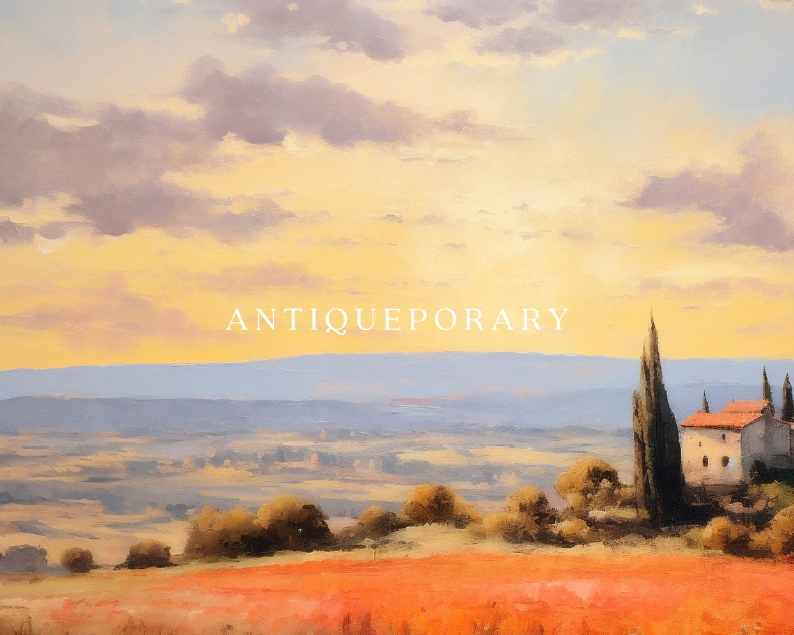 Italian Landscape Oil Painting Tuscany Landscape Print Toscana Art Print Vintage Art Print Italy Home Decor Farmhouse Decor - Image 3