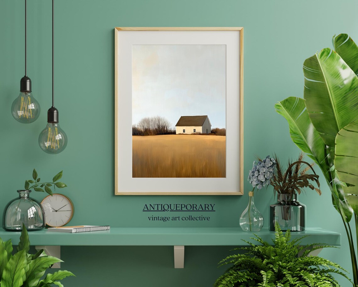 Minimalist Farmhouse Golden Wheat Field Big Sky Landscape Poster - Image 4