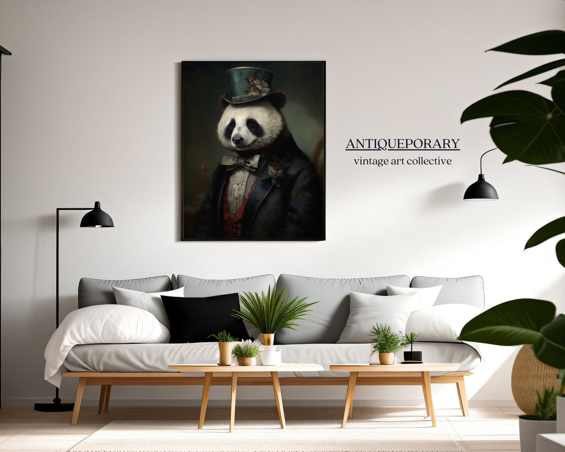 Gentleman Panda in Top Hat and Tailored Suit Animal Portrait Print - Image 4