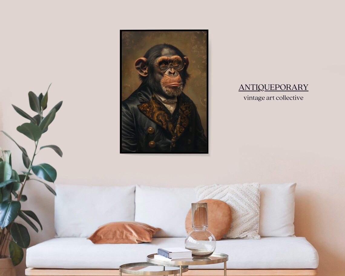 Royal Chimpanzee Portrait Round Glasses Victorian Gentleman Poster - Image 5